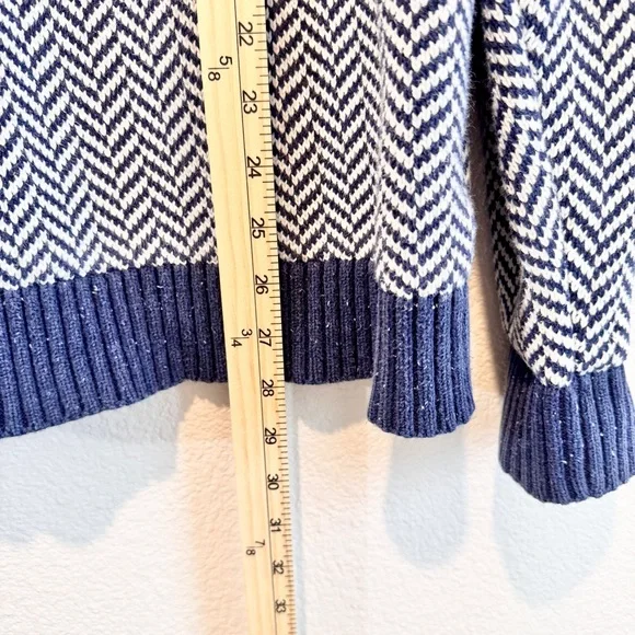 Hope & Henry Coastal Preppy Herringbone Organic Cotton Quarter Zip Sweater L A38 - Picture 6 of 9